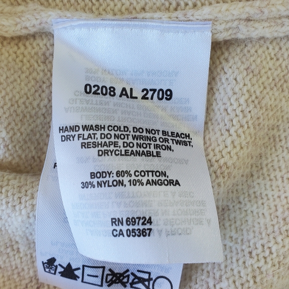 Columbia Sweater Women's XLarge Long Sleeve Zip Cardigan 10% Angora Beige - Picture 9 of 11